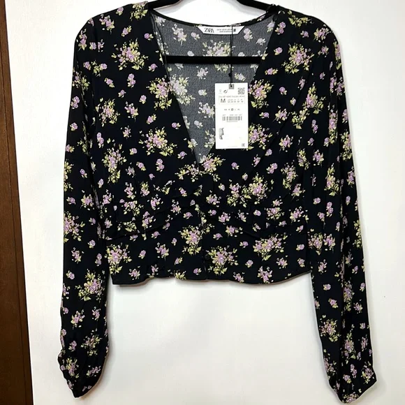 Zara Cropped Floral Shirt - Picture 1 of 6